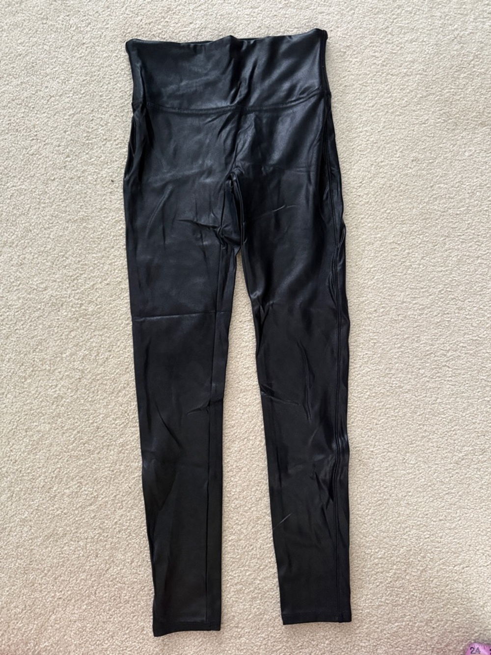 Spanx Faux Leather Leggings Black, M Petite